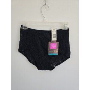 Hanes Vintage Lace Black Brief Panties Underwear XL Cotton Nylon Pinup Pin Up